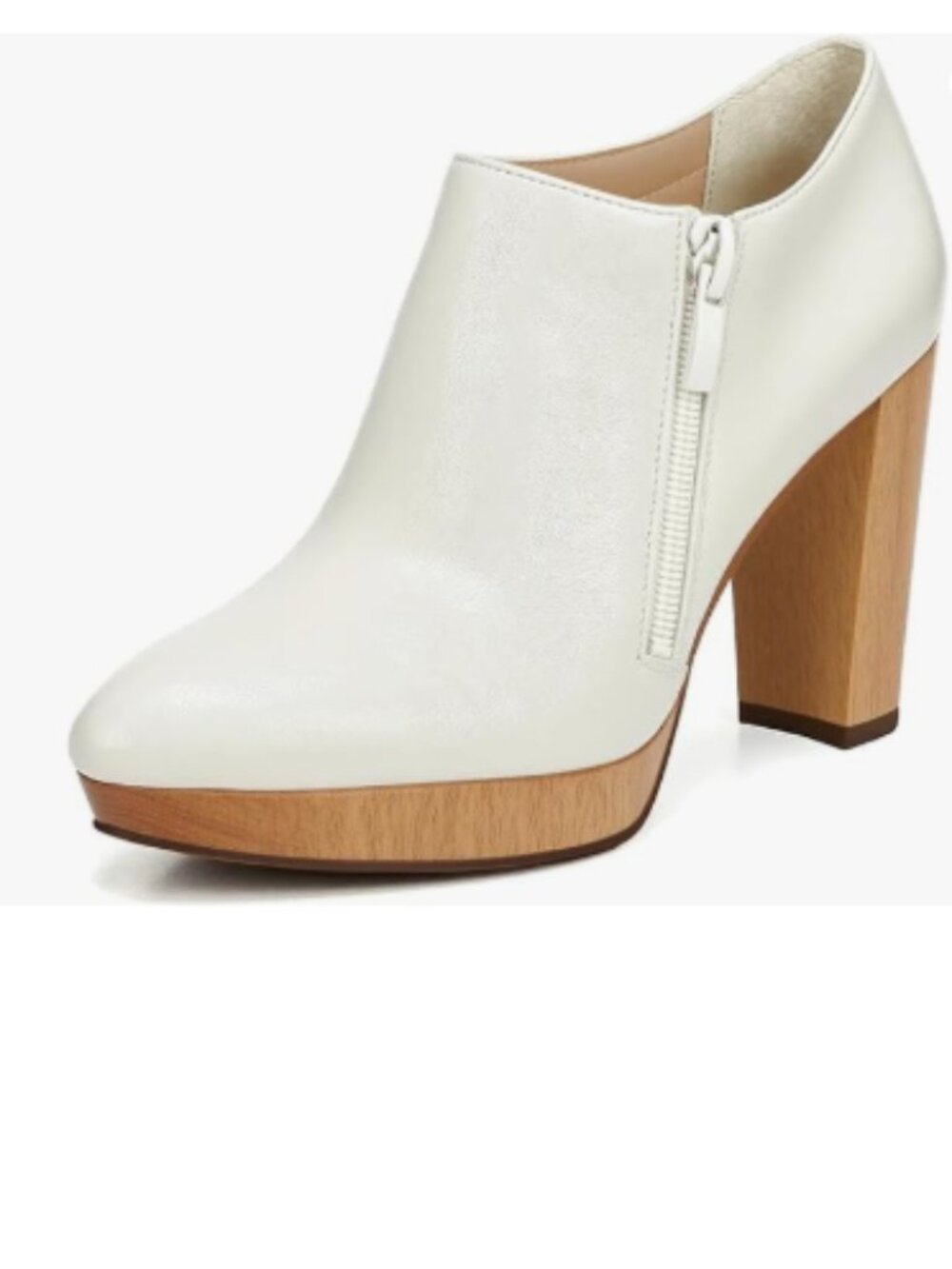 White Chunky High Heel Platform Ankle Boots Pointy Toe Side Zipper Bootie
